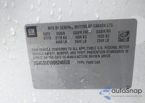 2013 Buick Regal Turbo - Premium 1 from USA, damaged, VIN 2G4GS5EV5D9248360